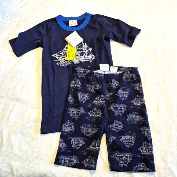 Hanna Andersson boys size 12 short john pajama set, ship design, NWT - Picture 1 of 7